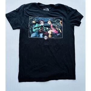 Demon Slayer Tanjiro And Nezuko Short Sleeve Black T-shirt - Anime Unisex Medium